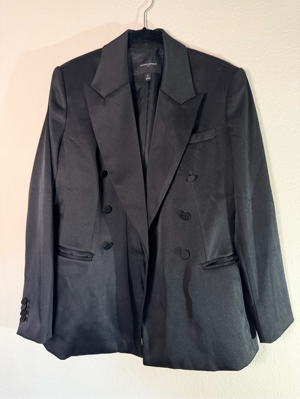 Banana Republic Satin Double Breasted Blazer Black Size 6 Style 564970 - Picture 8 of 12